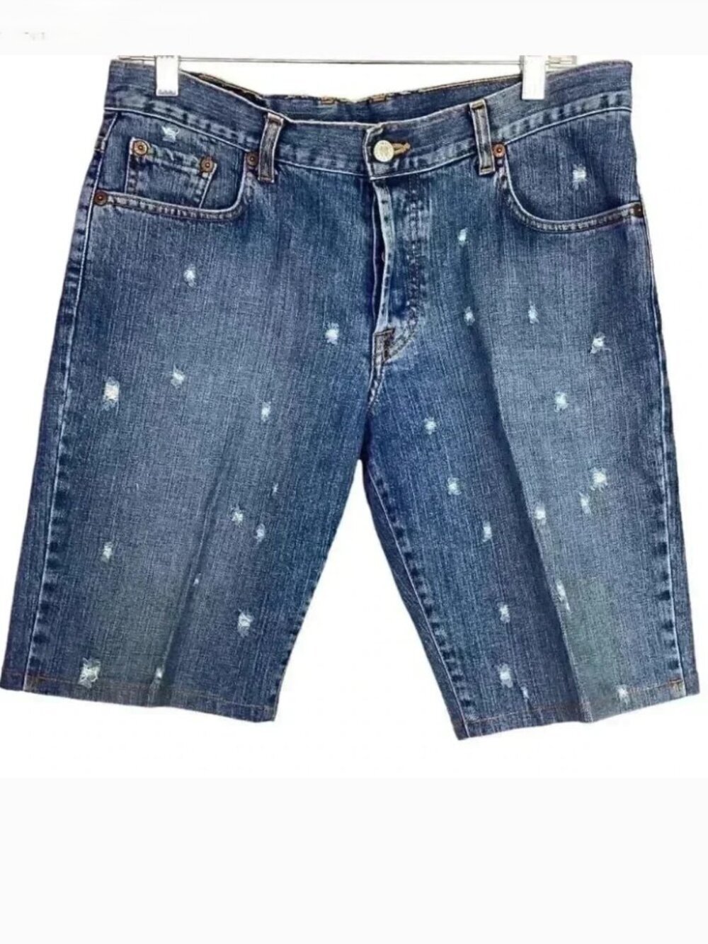Vintage Lucky Brand Distressed Jean Shorts Womens 10 30 Blue Denim Button Fly